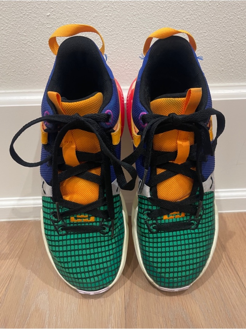 Nike Kids Multicolor Grid Sneakers — Green, Blue, Orange, Purple & Black